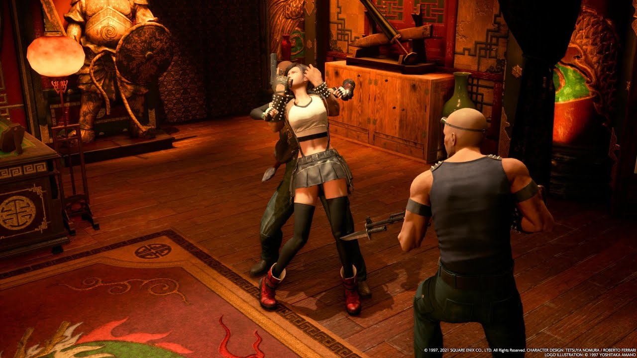 【ryona】FF7リメイク　ティファ　リョナ　VSコルネオの部下（はがいじめ）