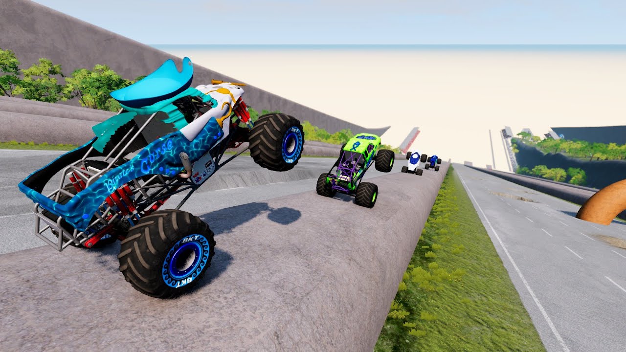 Epic Hight Speed monster trucks Jumps & Crash #016 in BeamNG Drive_BMNG SPEEDY