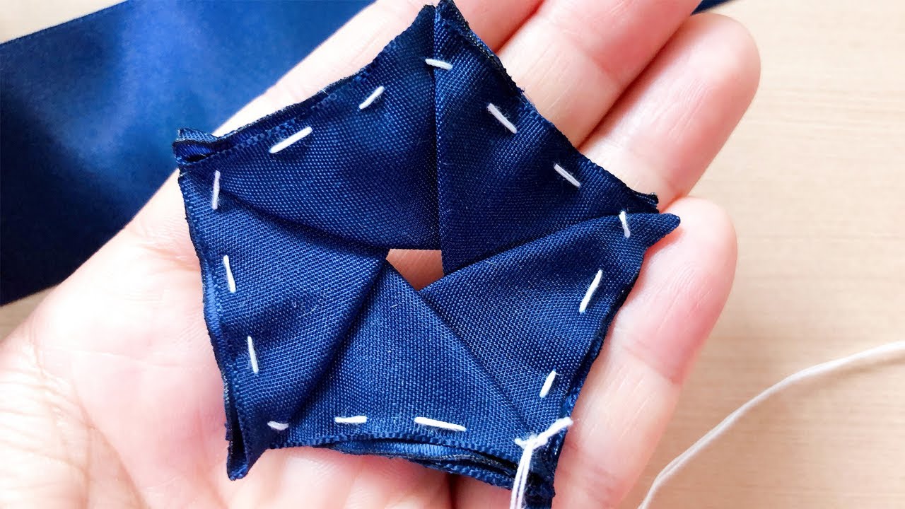 How to Make Flower Rose Bud, Ribbon Flower Tutorial, Ribbon Art (103)