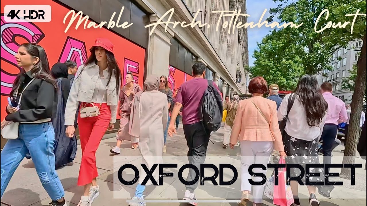 Oxford Street in Full Glory Sunny Summer Walk, London 4K HDR