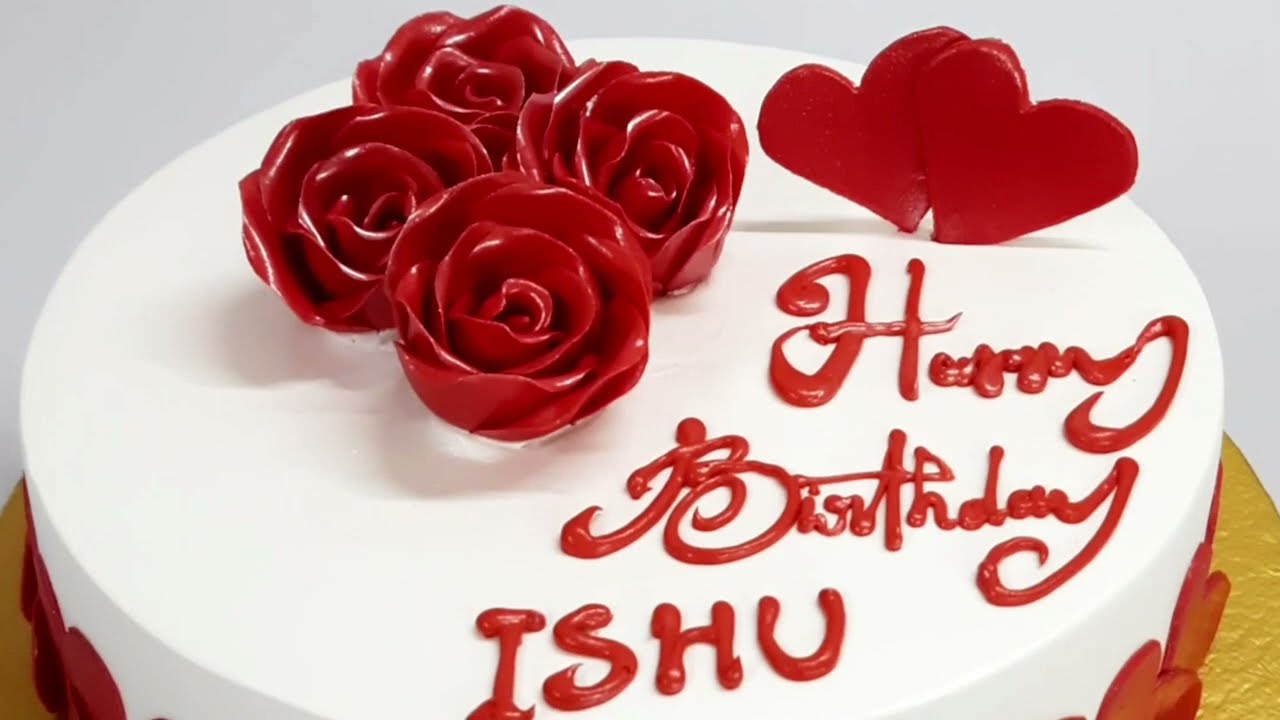Anniversary Theme Cake || Red Rose Cake Design Idea || #anniversarycake