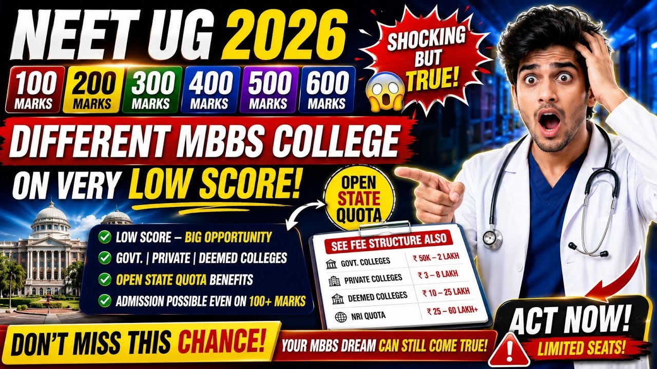JK NEET Cutoff 2026 🔥 MBBS Seat at Very Low Score? 200+ Marks ✅| AIQ + State Quota Full Details 👍