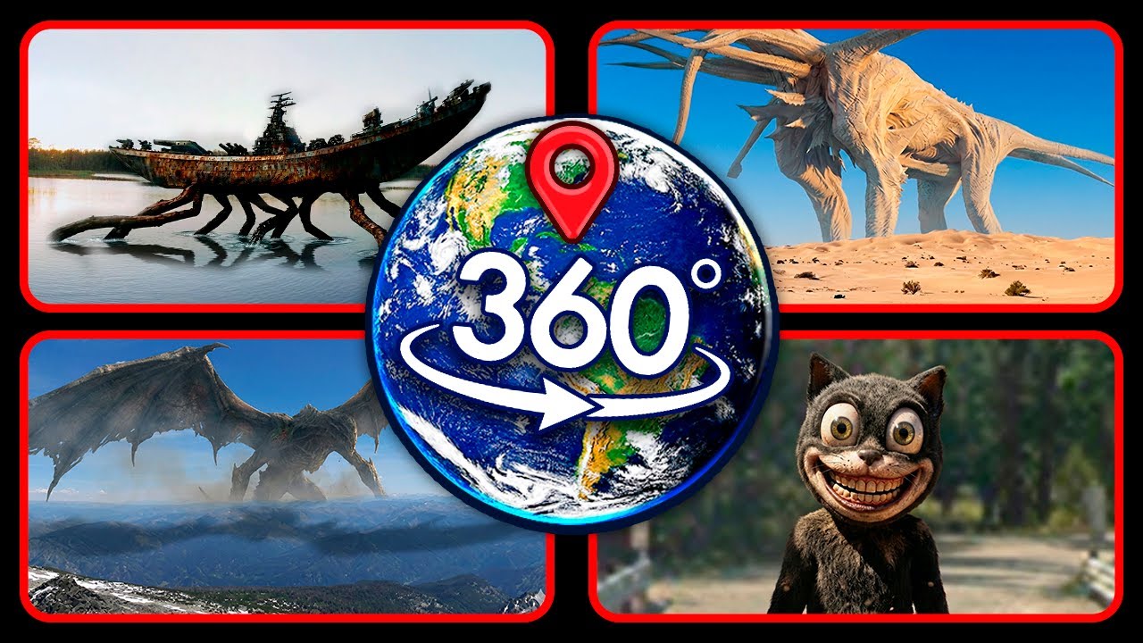 VR 360° - Top 4: Scary Giant Creatures Found on Google Earth!