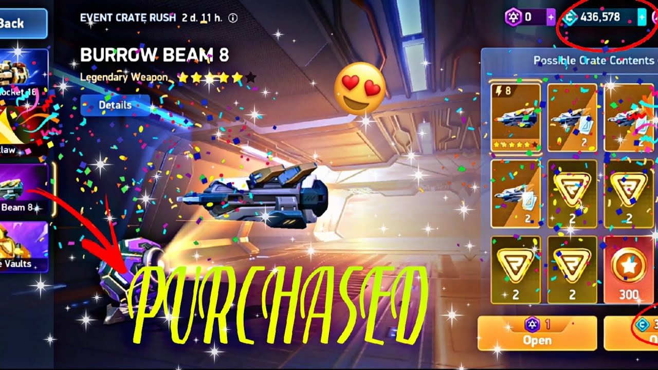 I got Legendary weapon BURROW BEAM 8 in Mech Arena 🎉🎉🥳. #video