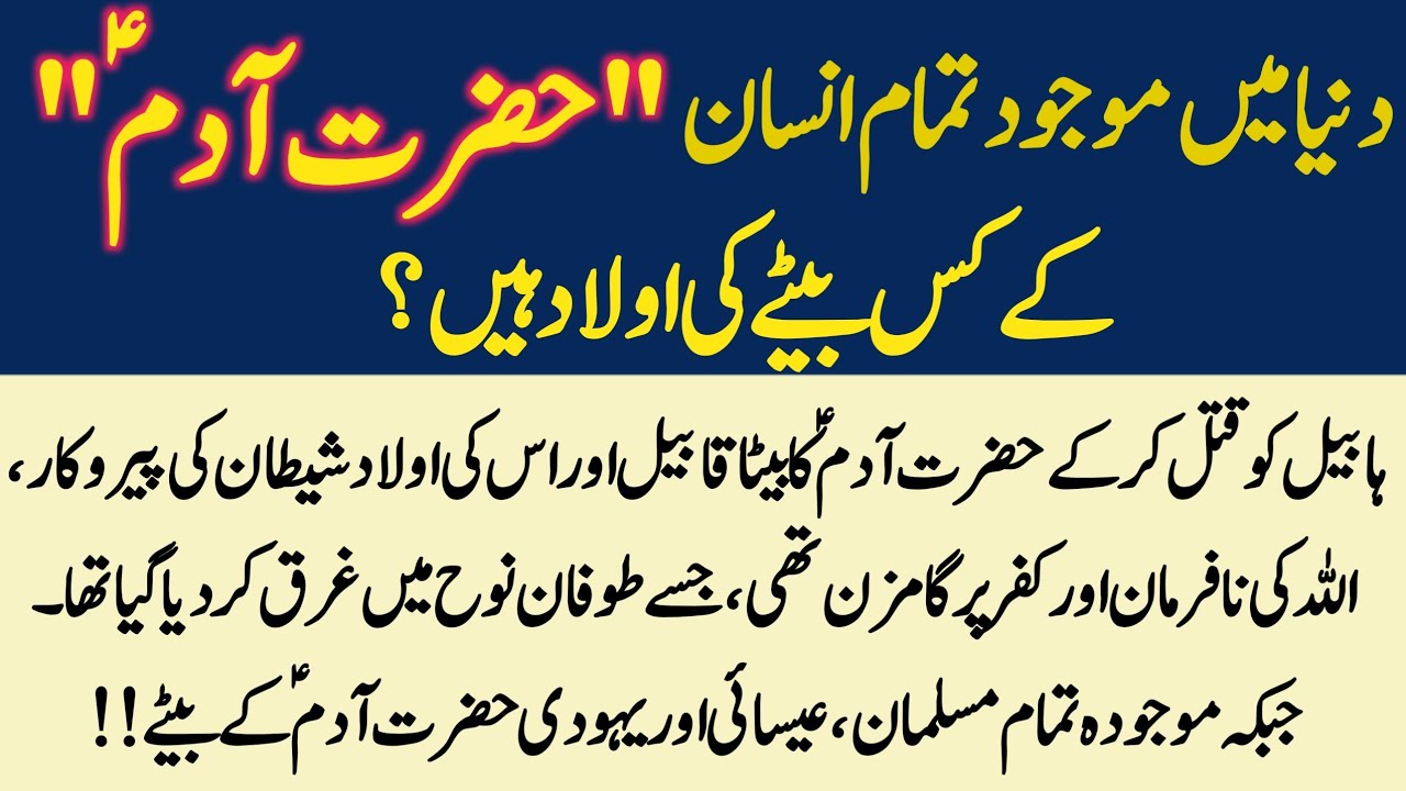 Adam A.S Ky Bety Hazrat Shais A.S Ka Waqia | Tmam Insan Hazrat Adam K Kis Bety Ki Aulad | Info Hadia