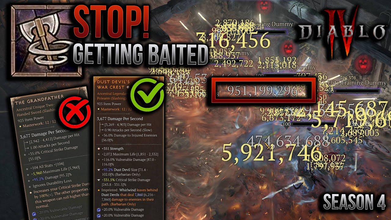 1 BILLION Whirlwind Bleed🩸Grandfather vs Polearm 👀 The BEST all-around build for Barbarian❗Season 4