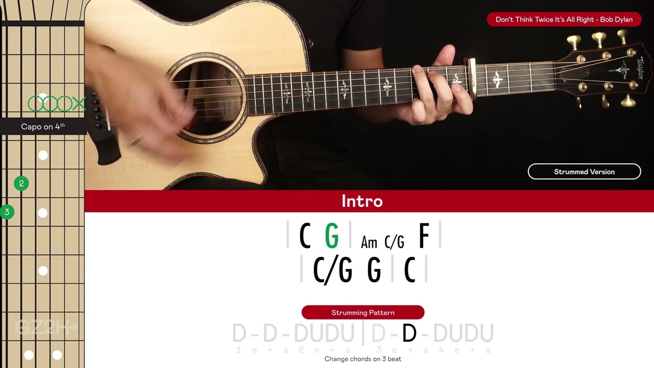 Don't Think Twice It's All Right Guitar Cover Bob Dylan 🎸|Tabs + Chords|