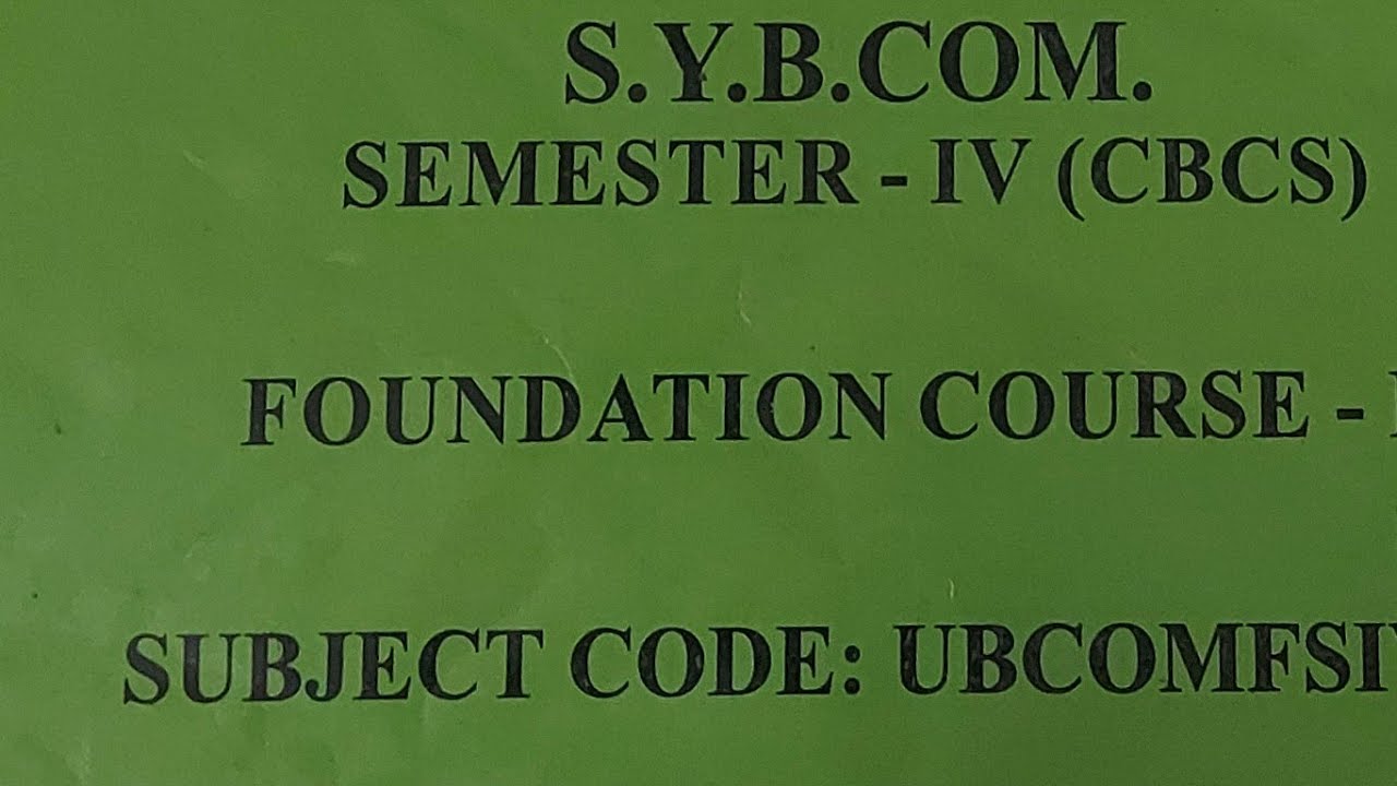Foundation Course III |Sybcom sem3| Imp Question | Paper Pattern|Mumbai University exam|ARk sir