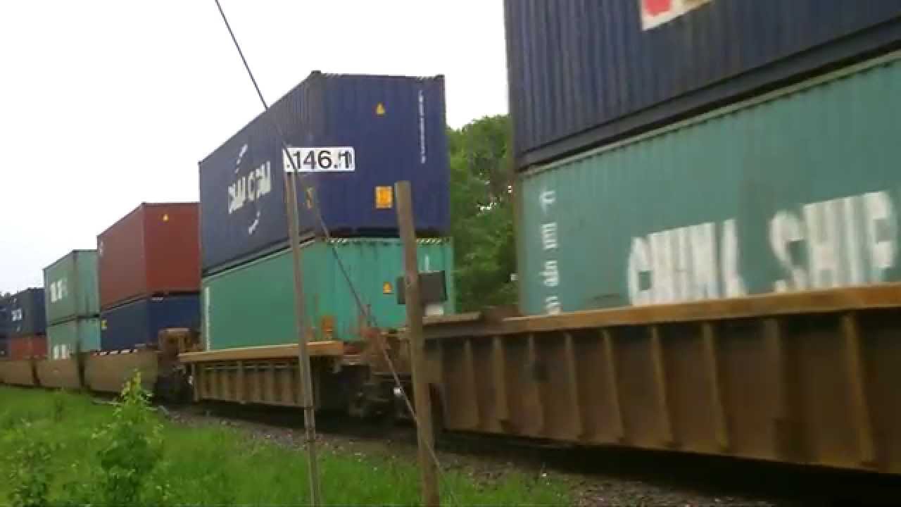 HUGE! CN 2660 Leads CN Stack Train 101 at Boyne w/Mid and Rear DPU's (June 11, 2014)