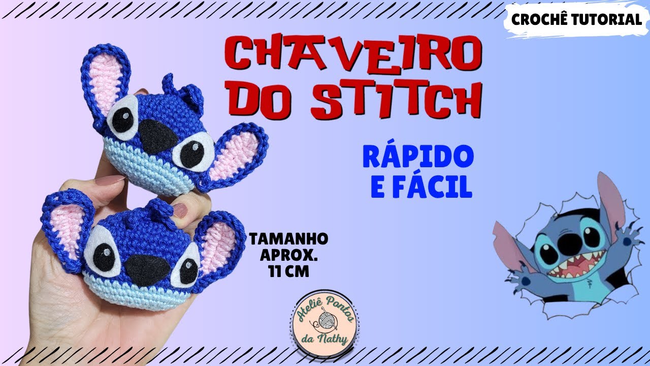 CHAVEIRO STITCH RÁPIDO E FÁCIL DE CROCHÊ AMIGURUMI  - PASSO A PASSO COMPLETO #chaveirodecroche