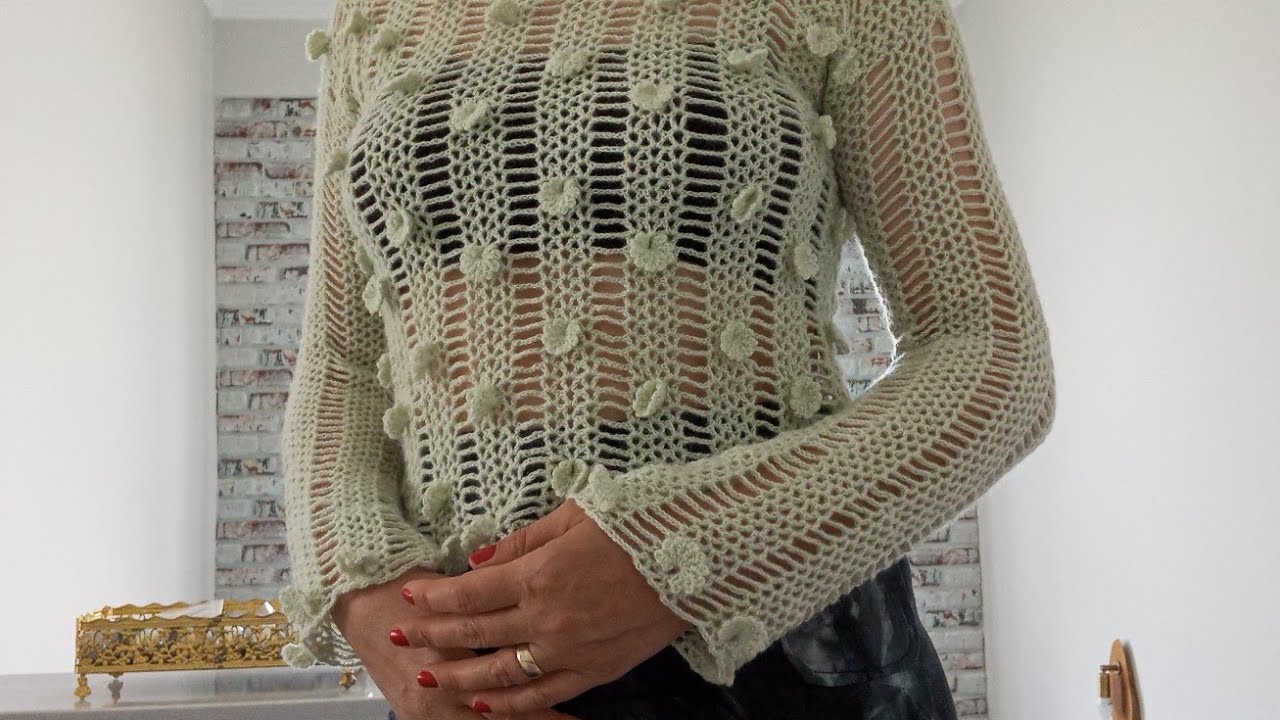Mevsimlik tığ ile örgü bluz 💯 crochet blouse