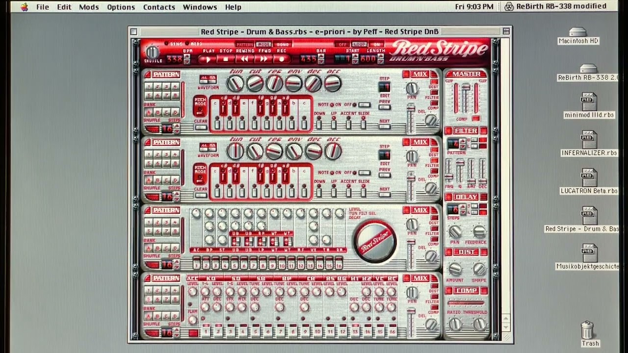 ReBirth RB-338 - Red Stripe Mod Demo