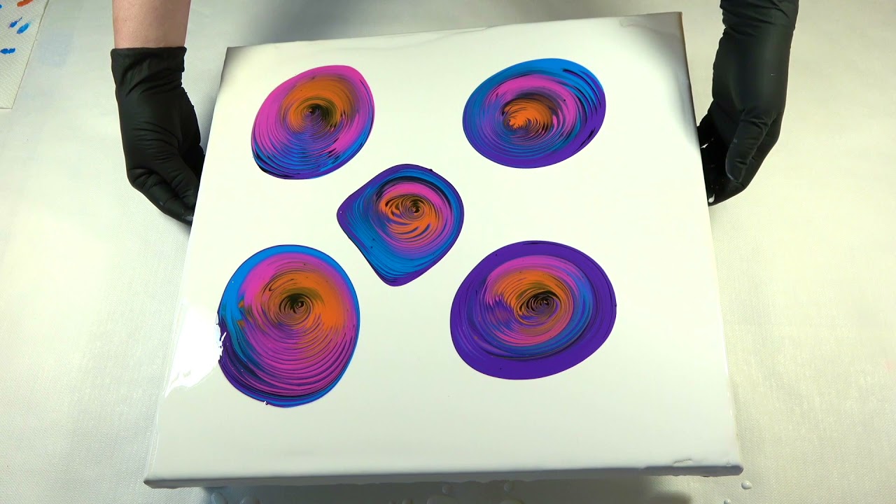 5 Mini Ring Pour with Negative Space – Acrylic Pouring – Beautiful Result – Pansies – Tutorial – Not