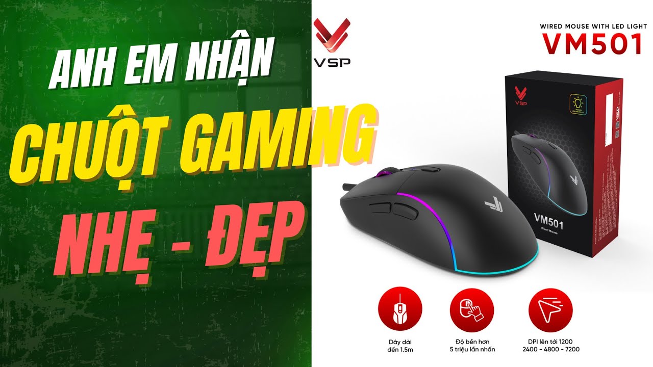Chuột Gaming Nhẹ Đẹp Cho Anh Em Đây VSP-VM501