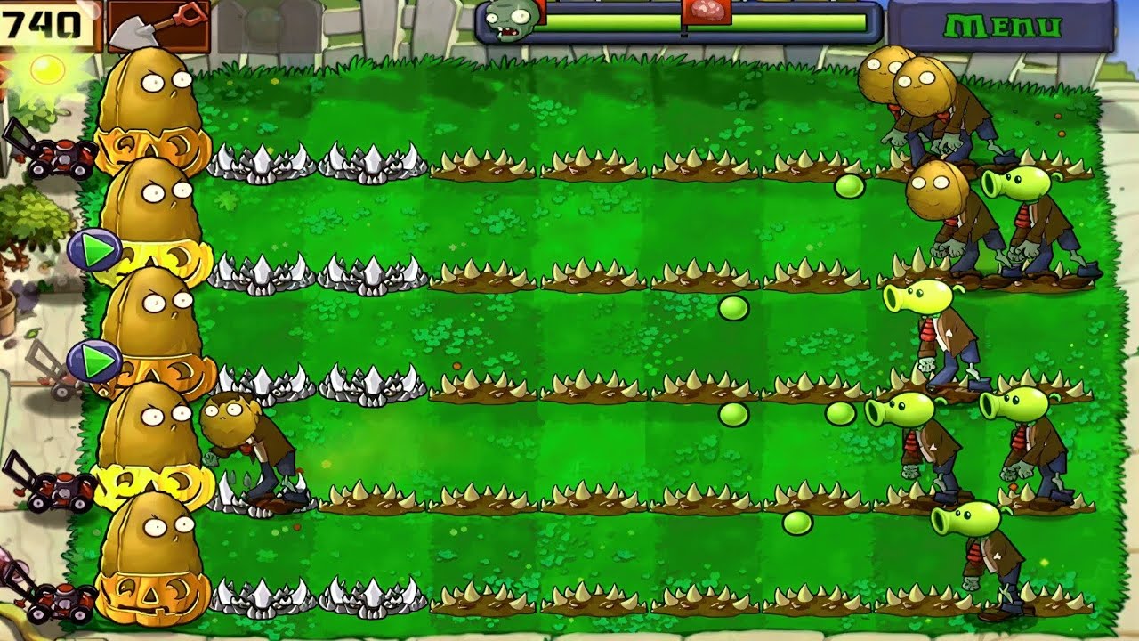 Plants vs Zombies | Zombotany – 48 Spikeweed + 6 Wall-nut vs Plant-Head Zombies 🌵🌰🧟