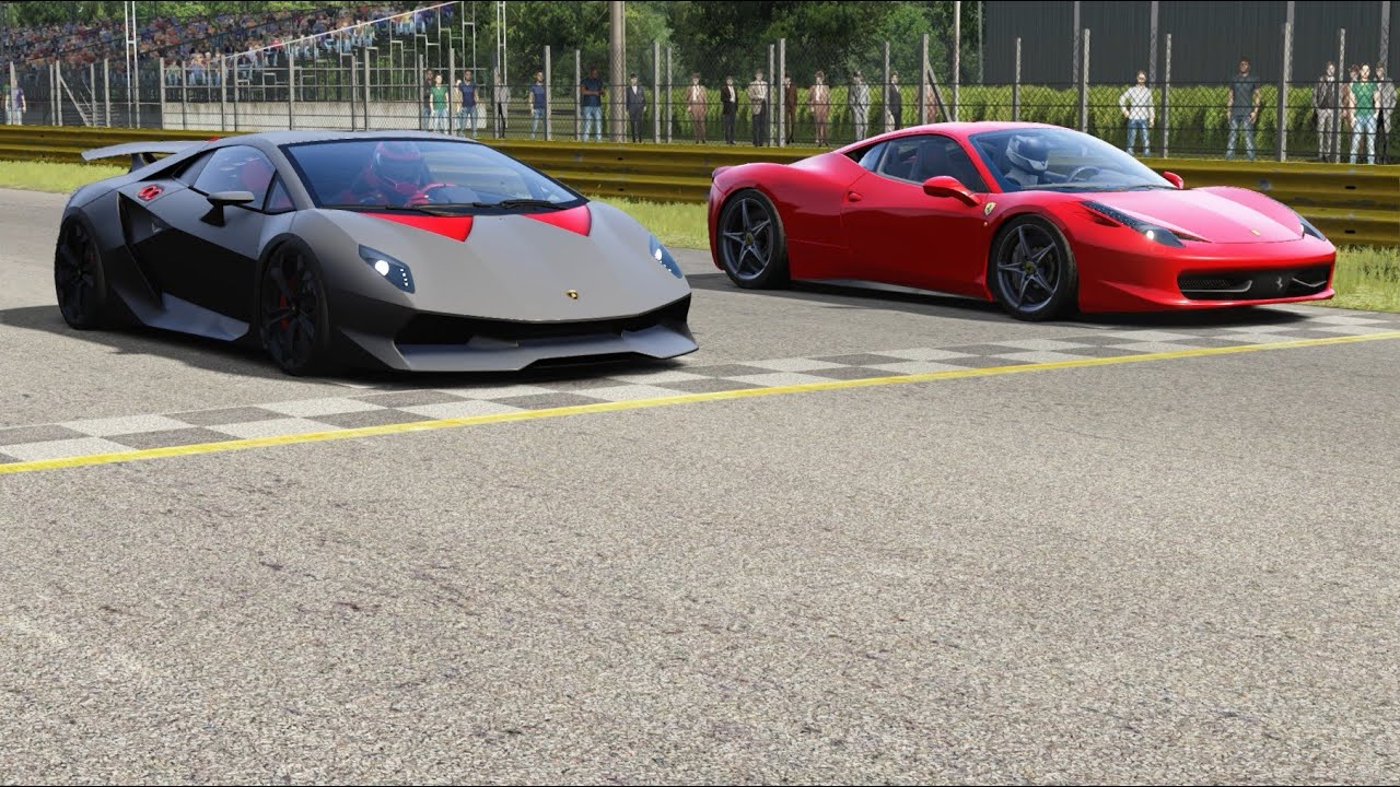 Lamborghini Sesto Elemento vs Ferrari 458 Italia at Monza Full Course