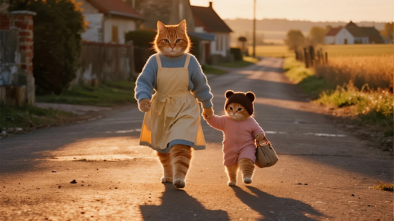 What Mama Cat Taught Ginger Kitten About Calm and Kindness at the Temple🍵