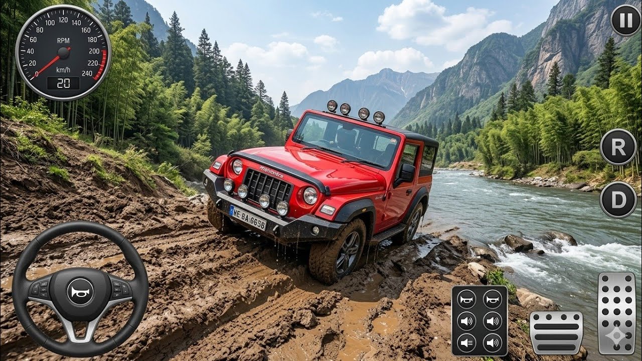 Mahindra Thar Driving vs Mountain Mud Off-Road Map 😱 | BUSSID Indian Traffic Mod 
