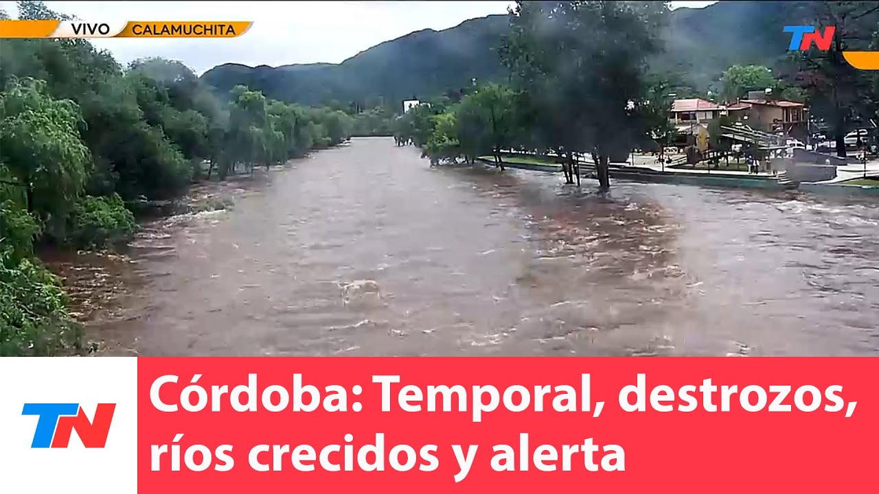Un temporal azotó a Córdoba: arroyos desbordados, calles anegadas y alerta naranja para este domingo