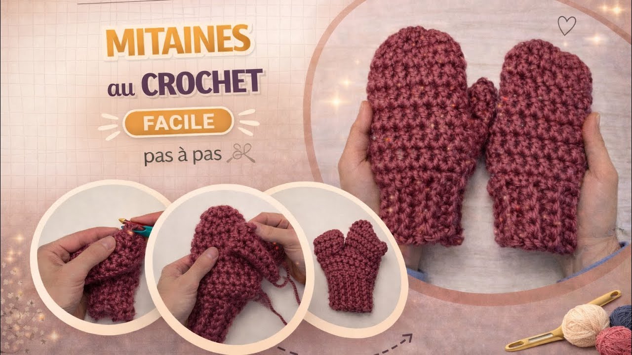 Comment faire des moufles au crochet: tuto facile et rapide en pas à pas