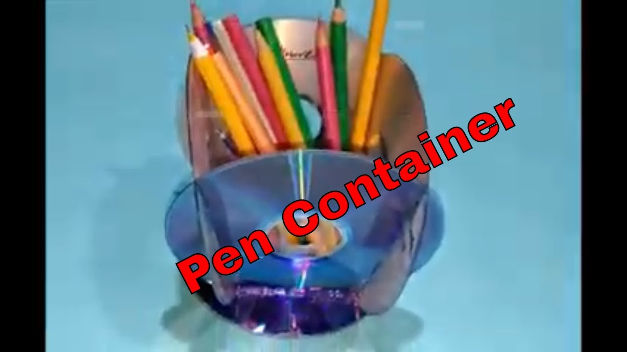 How to make Pencil Container | Pen Holder | Pen Box Using CD - Reuse Crafts