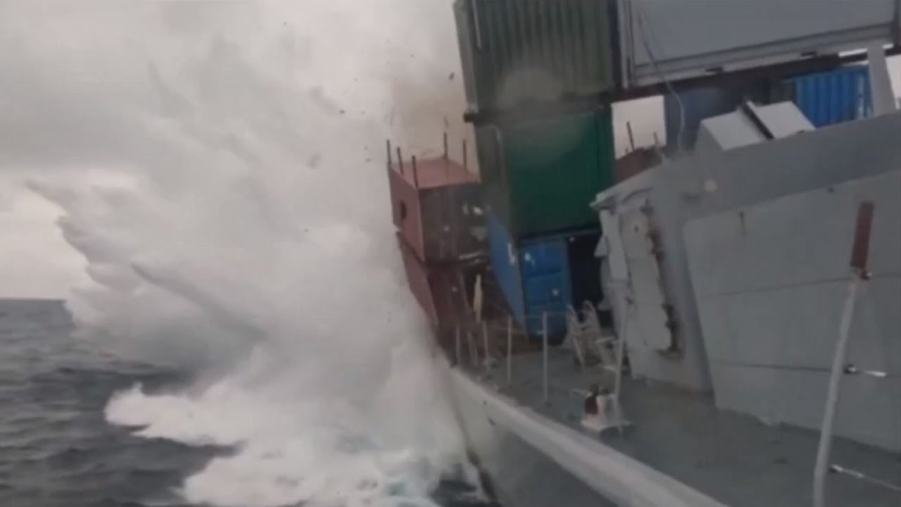 NATO releases footage of submarine torpedo sinking a frigate