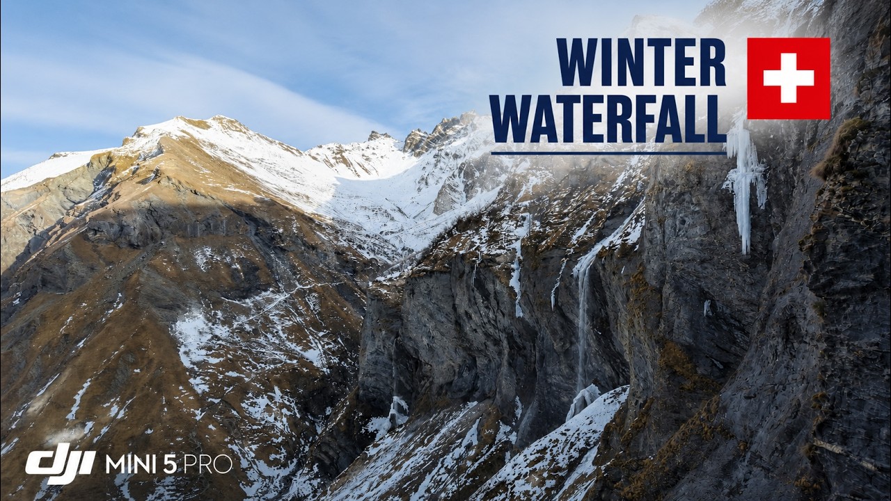 Winter Magic in Switzerland - Batöni Waterfall Arena (DJI Mini  5 pro) | Cinematic Drone 4K