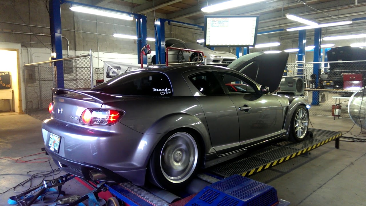 2004 Rx8 automatic dyno pull magnaflow exhaust AEM intake gutted cat