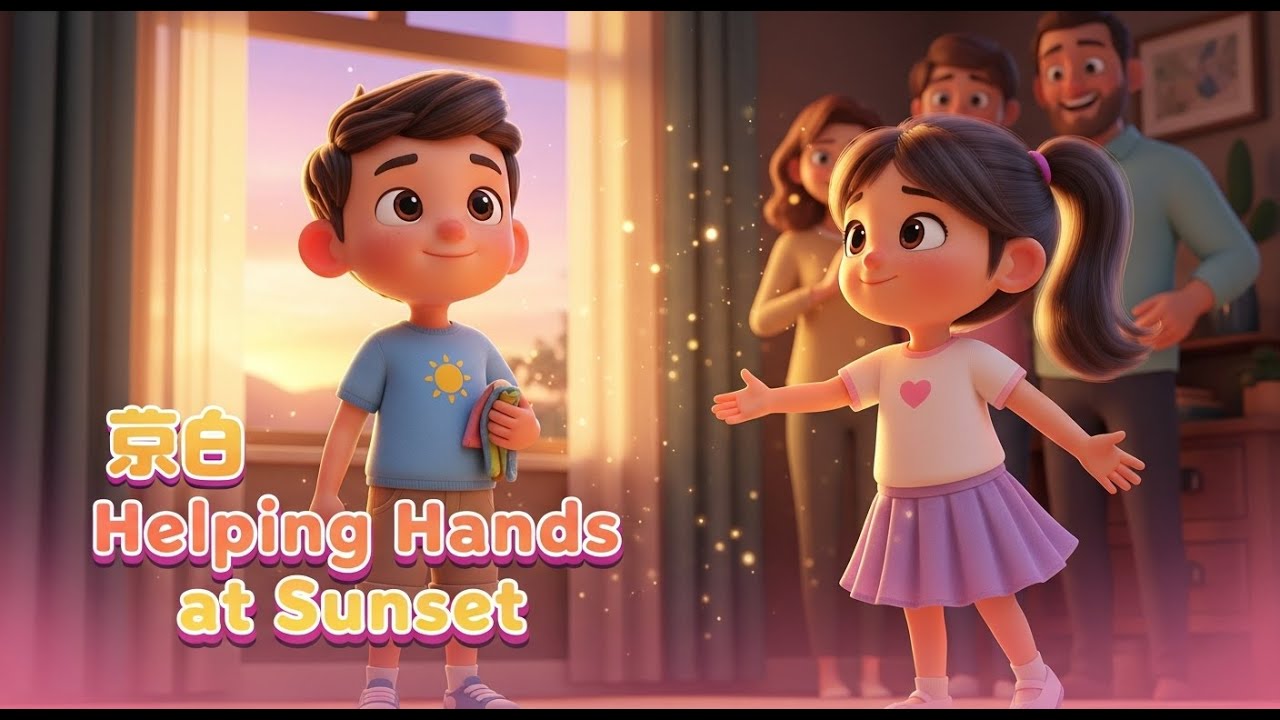 Helping Hands at Sunset 🌅 | Family, Love & Teamwork Poem for Kids🎀🎺