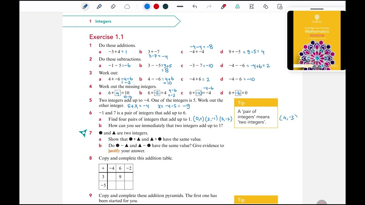 CH 1 EX 1.1 LB 7 CAMBRIDGE LOWER SECONDARY MATHEMATICS