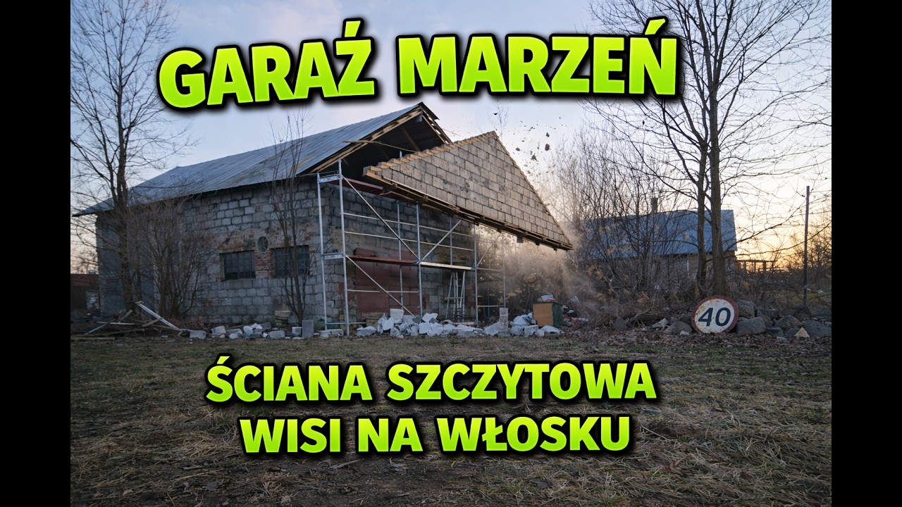 Garaż Marzeń -Ściana szczytowa wisi na włosku