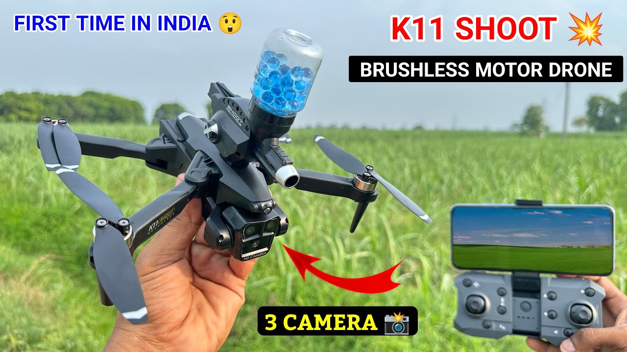 Let's Unbox K11 Brushless Motor Drone With WiFi HD Triple Camera & Shooting Gun