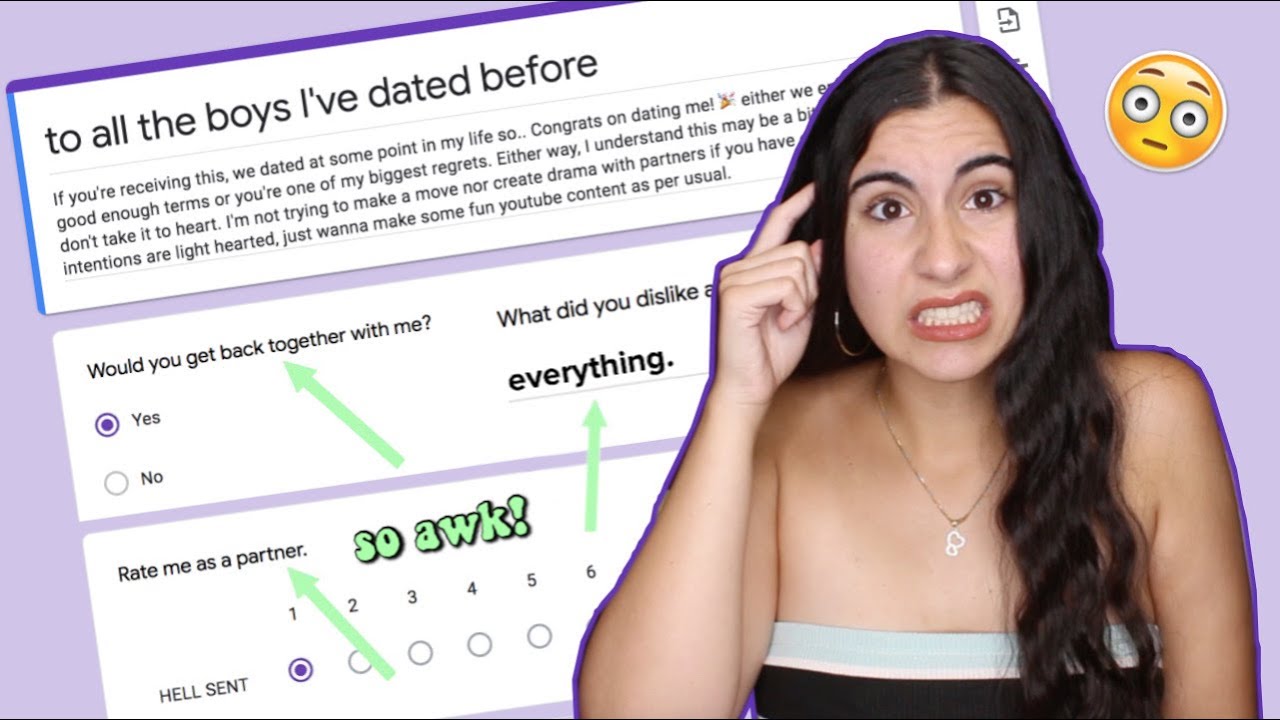 Sending a quiz to every boy I've ever DATED.. (big yikes) | Just Sharon