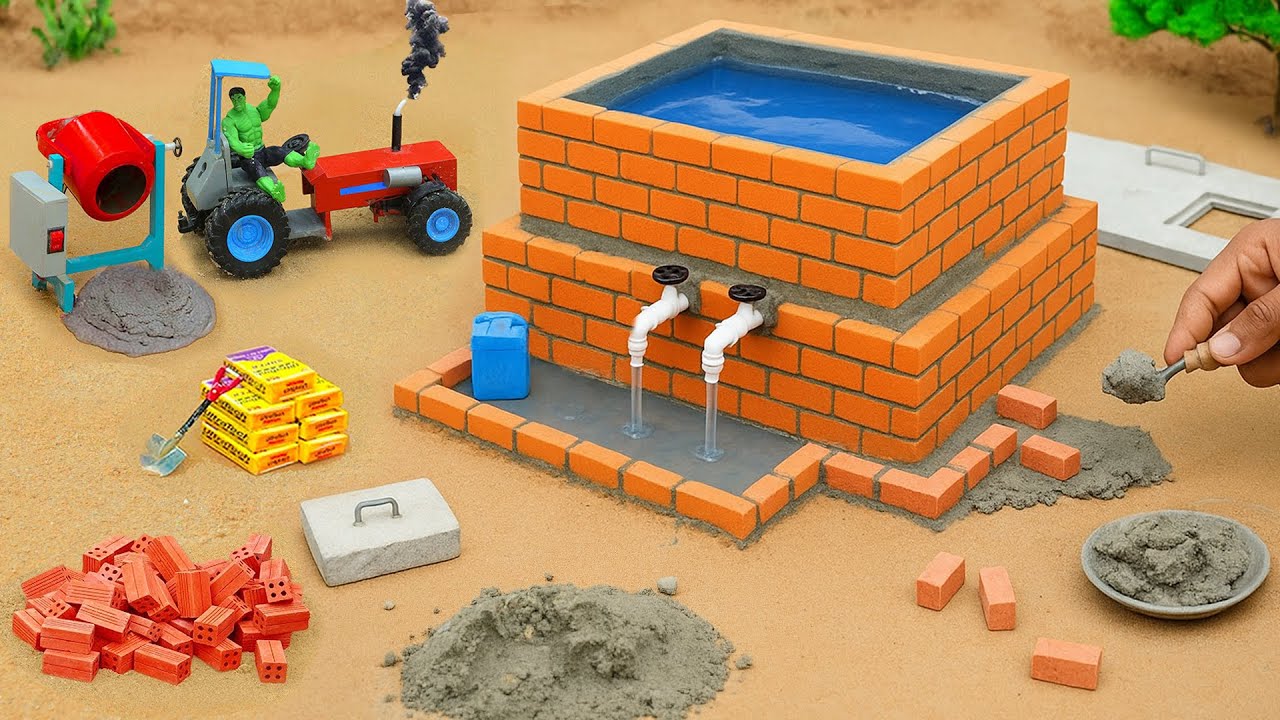 Amazing DIY Mini Tractor Build Mini Water Tank From Mini Bricks  Science Project