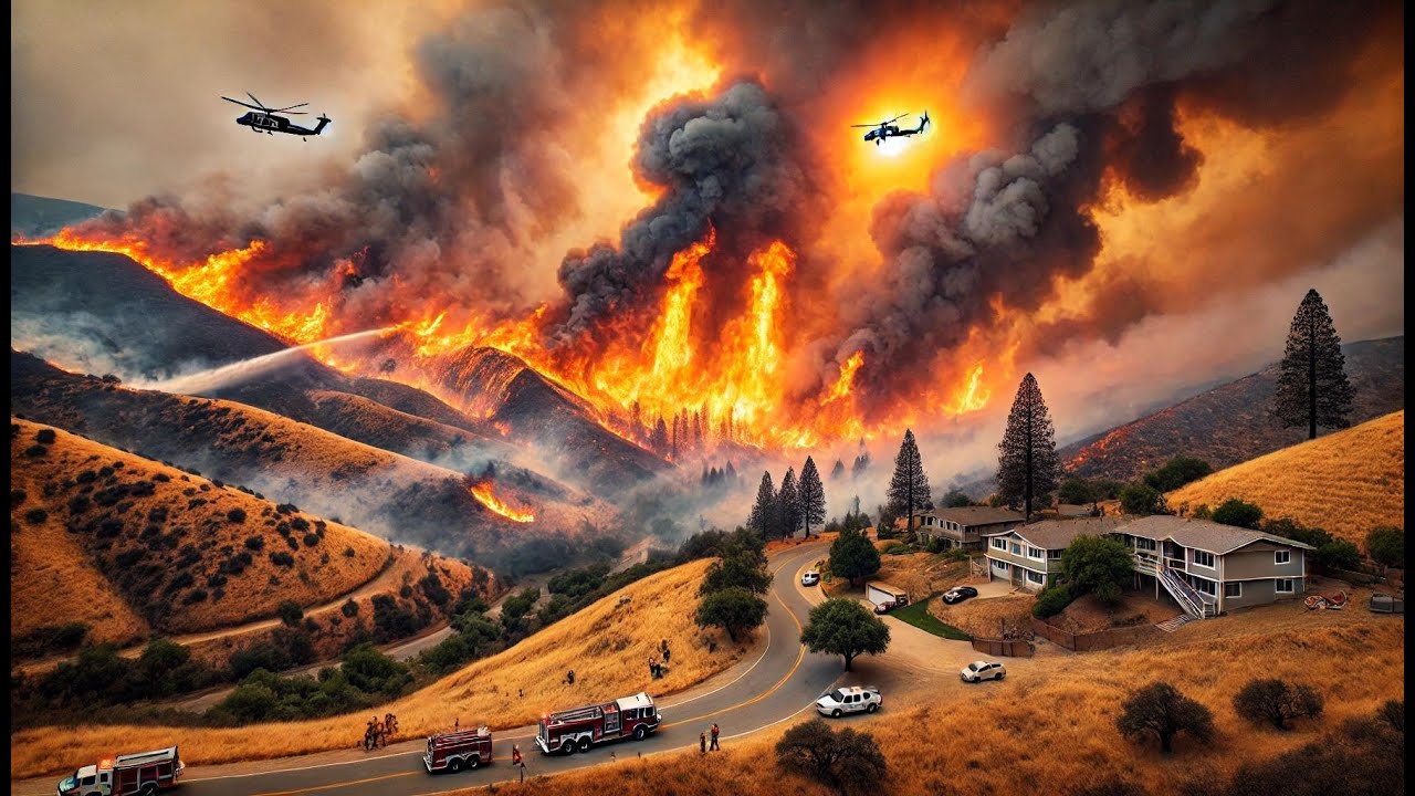 California now ! Massive wildfire hit Camarillo , Ventura County today