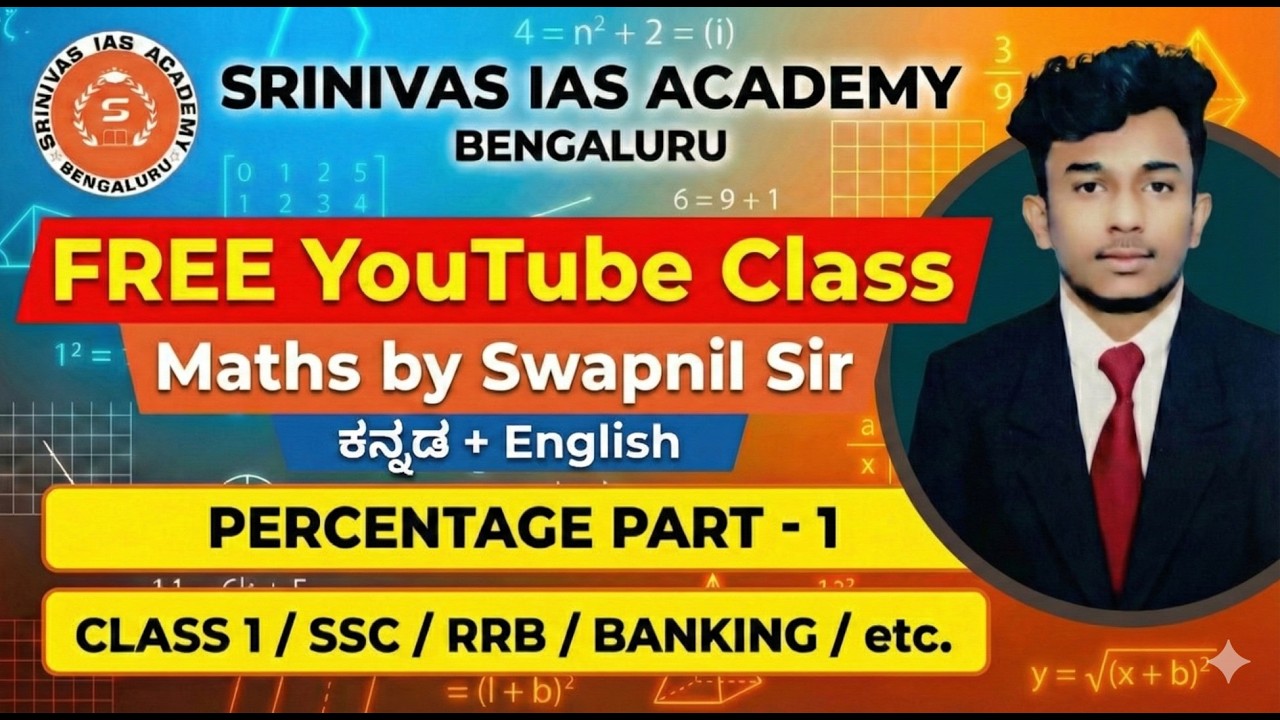 📘 Percentage – Class 1 | Maths by Swapnil Sir🎯 RRB | SSC Exams | ಕನ್ನಡ + English