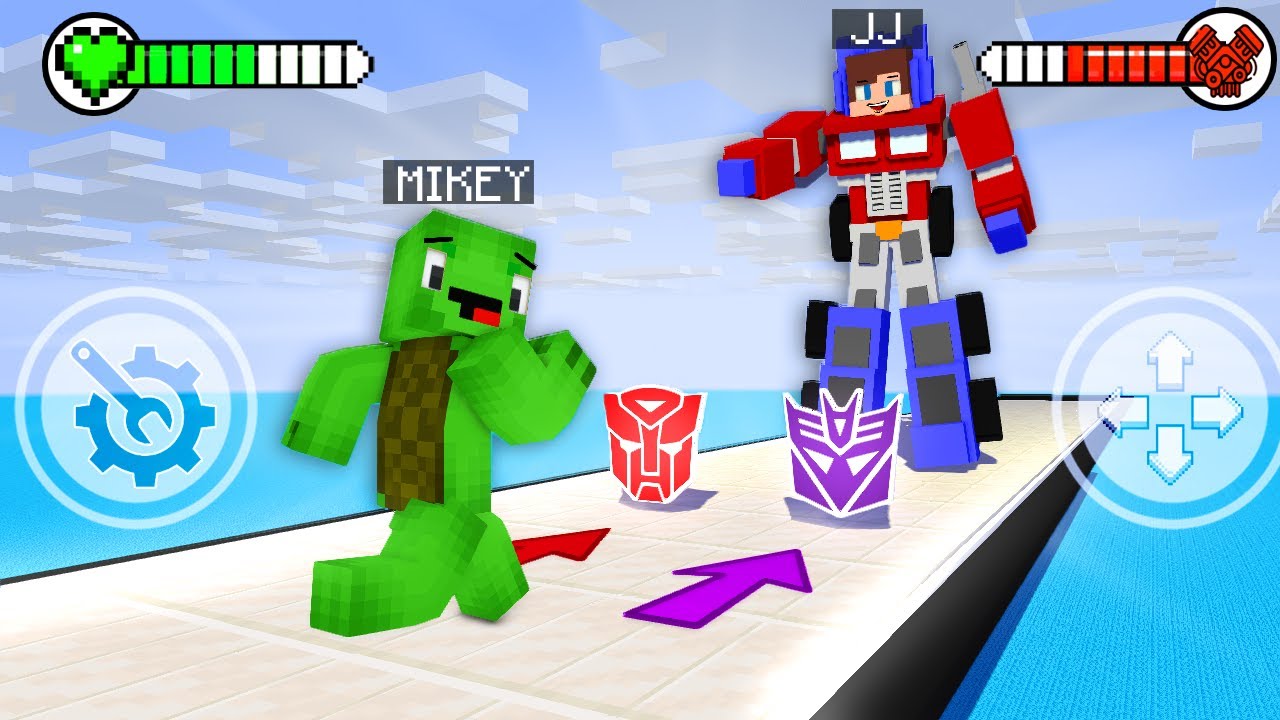 JJ Optimus Prime vs Mikey Transformer - Maizen Minecraft Animation