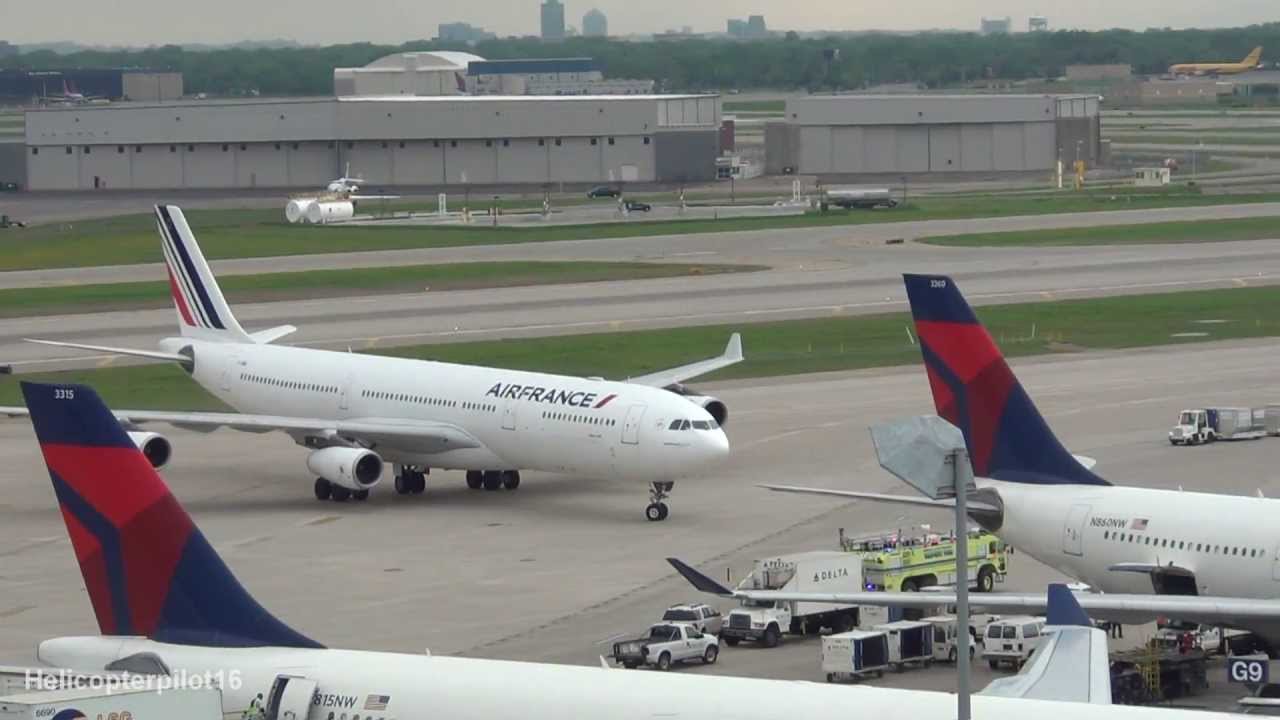 *Inaugural* Air France A340-313X Landing Minneapolis International HD