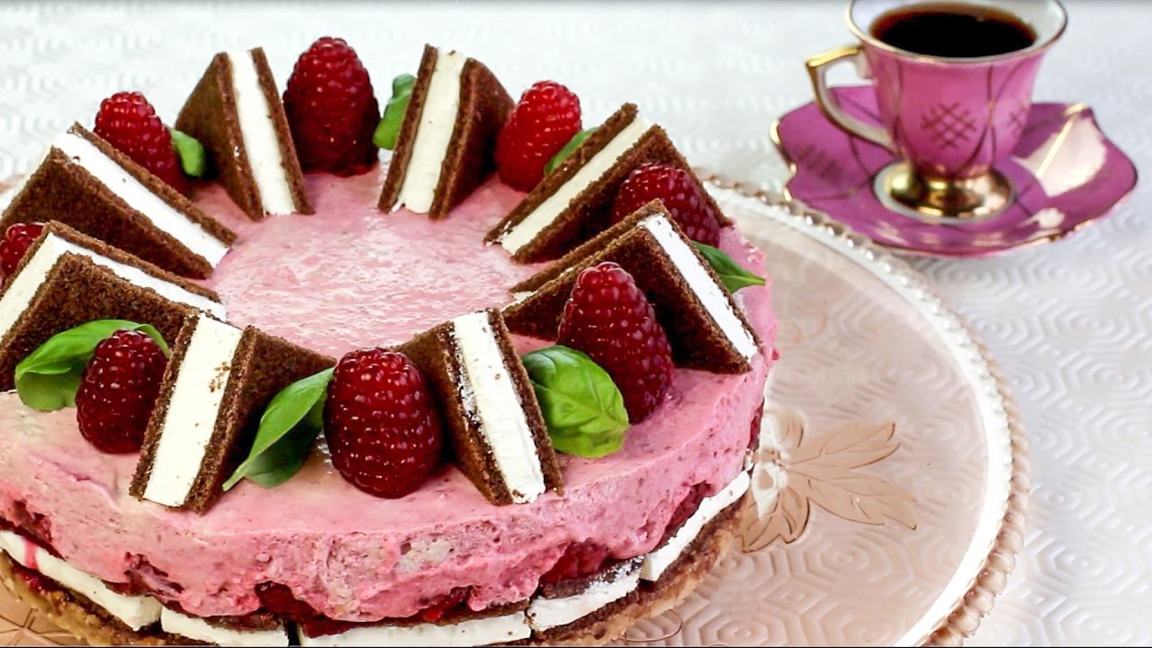 MILCH-SCHNITTE-TORTE mit HIMBEERCREME | ohne Backen