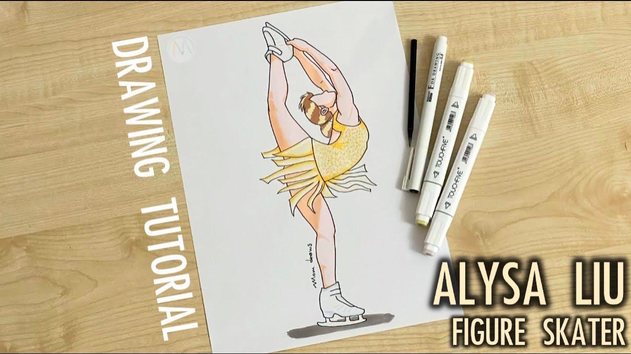 How to draw a figure skater Alysa Liu the Olympic champion 2026