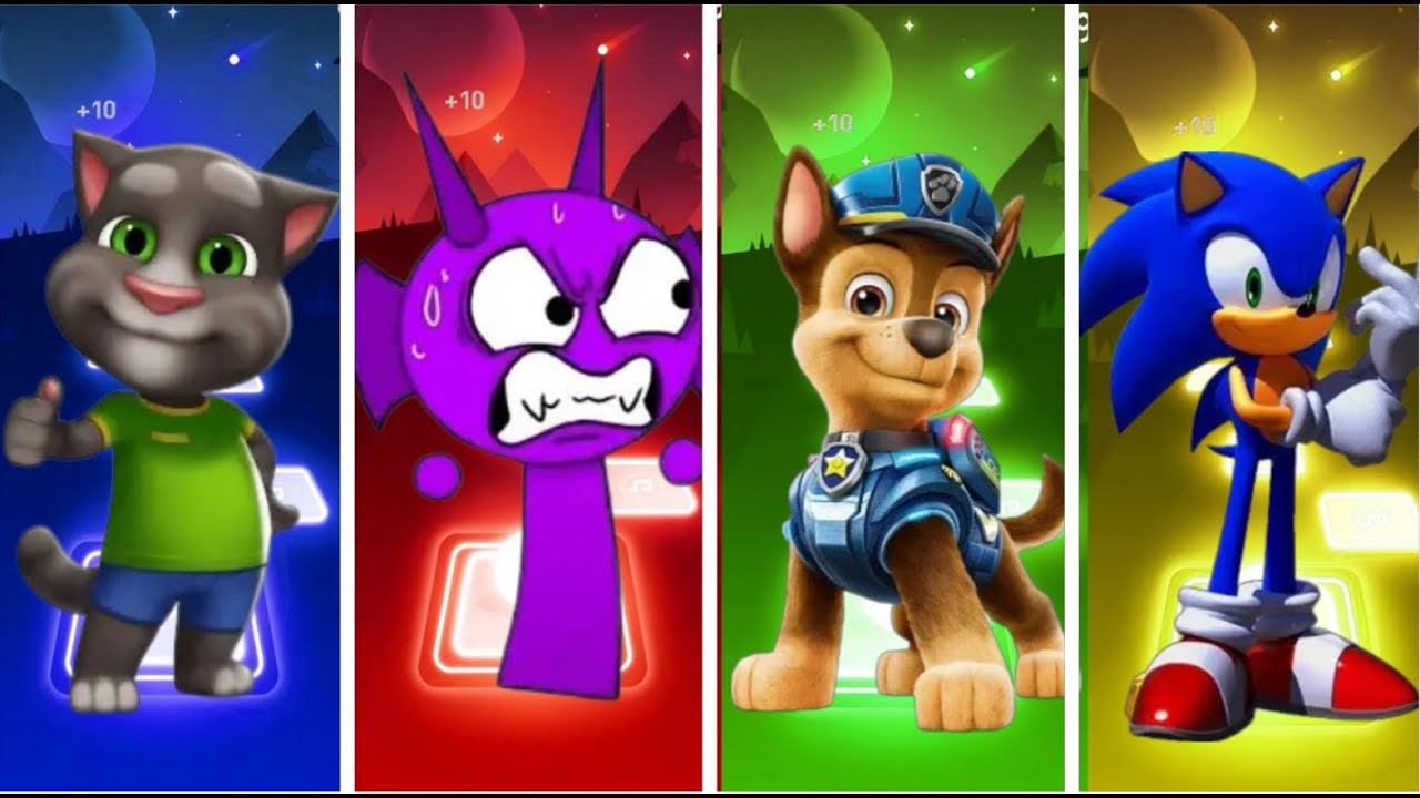 HELP FOLLOW  TOM vs SPRUNKI vs PAW PATROL vs SONIK TILES HOP COFFIN DANCE !! #subscribe #coffindance