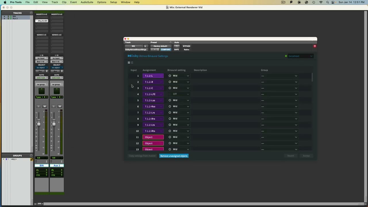 Pro Tools Setup For External Dolby Atmos Renderer 2023.12
