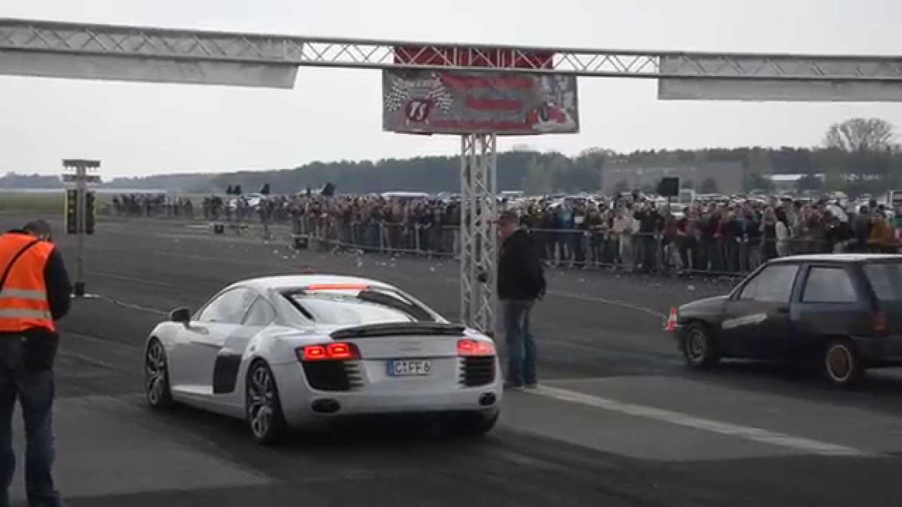 Audi R8 V10 vs Opel Corsa A . Rothenburg 2014