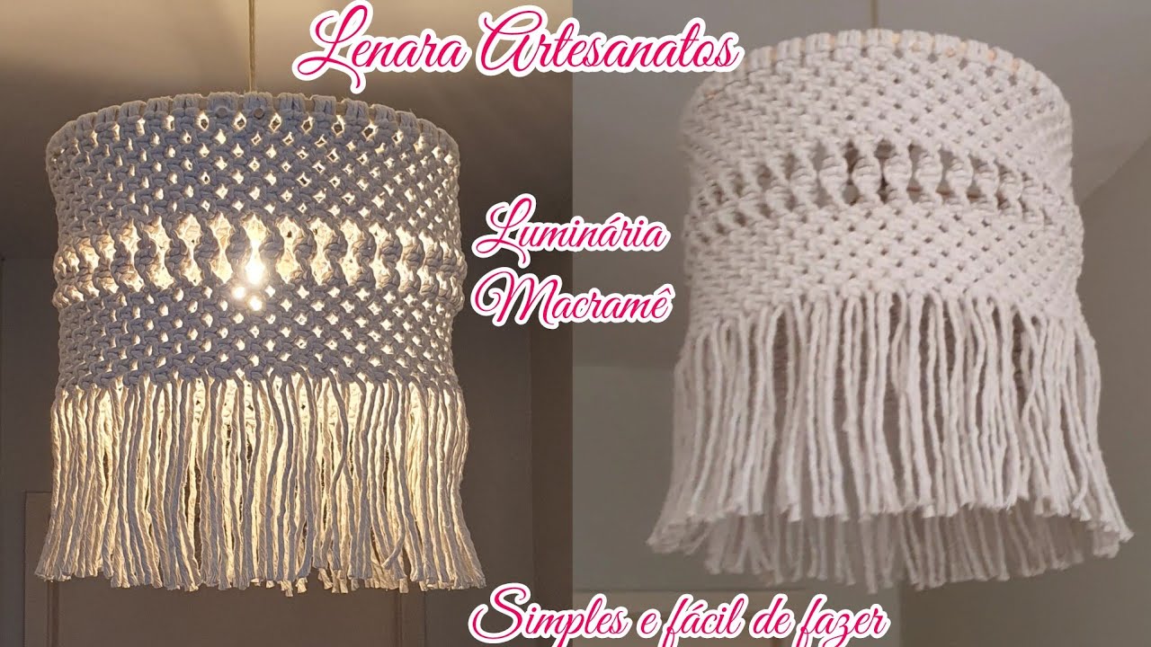 Faça você mesmo Luminária macramê estilo boho chique, simples e fácil de fazer 