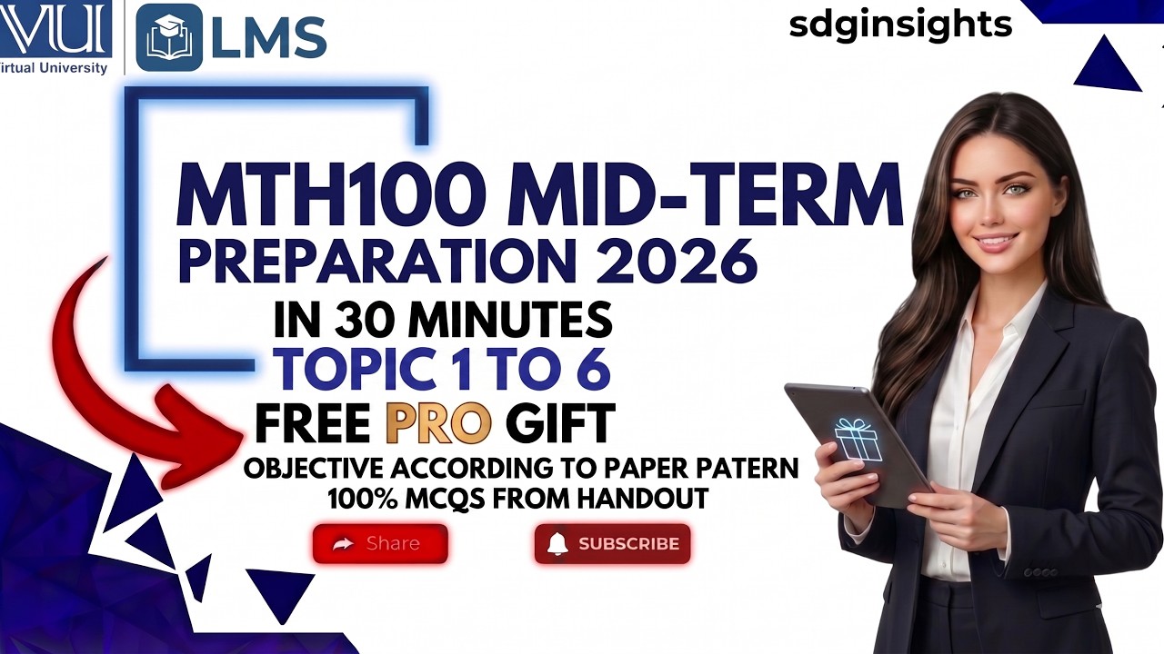 MTH100 Midterm Preparation Spring 2026 | All Important Topics & MCQs | VU