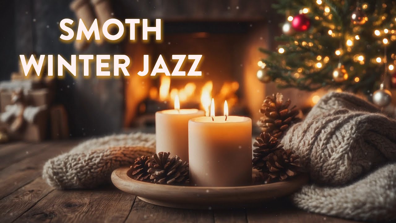 ☕️ Cozy Winter Jazz & Fireplace Ambience - Relaxing Smooth Christmas Jazz Instrumental [1 HOUR]