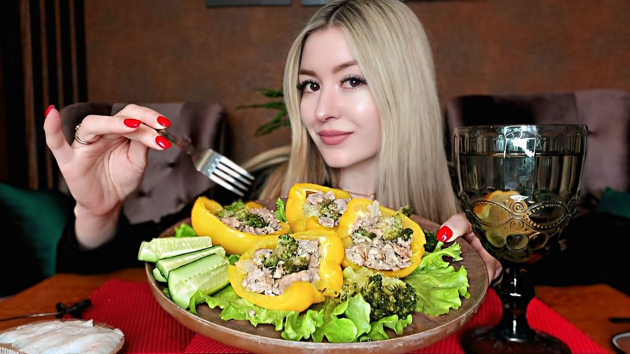 МУКБАНГ 🥘 ВКУСНЫЕ ФАРШИРОВАННЫЕ ПЕРЦЫ 🫑 Я ПОХ.УИСТКА 😏  ПРАВИЛЬНОЕ ПИТАНИЕ | не АСМР 