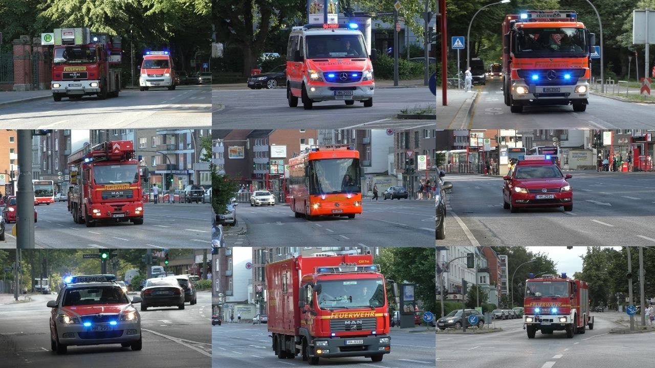[FEU3 MANV10] Einsatzfahrten zum Feuer im UKE Hamburg - Großeinsatz