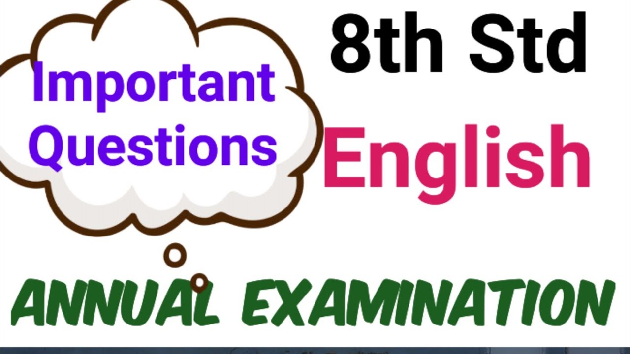 8th Std - English | Annual Examination - Important Questions