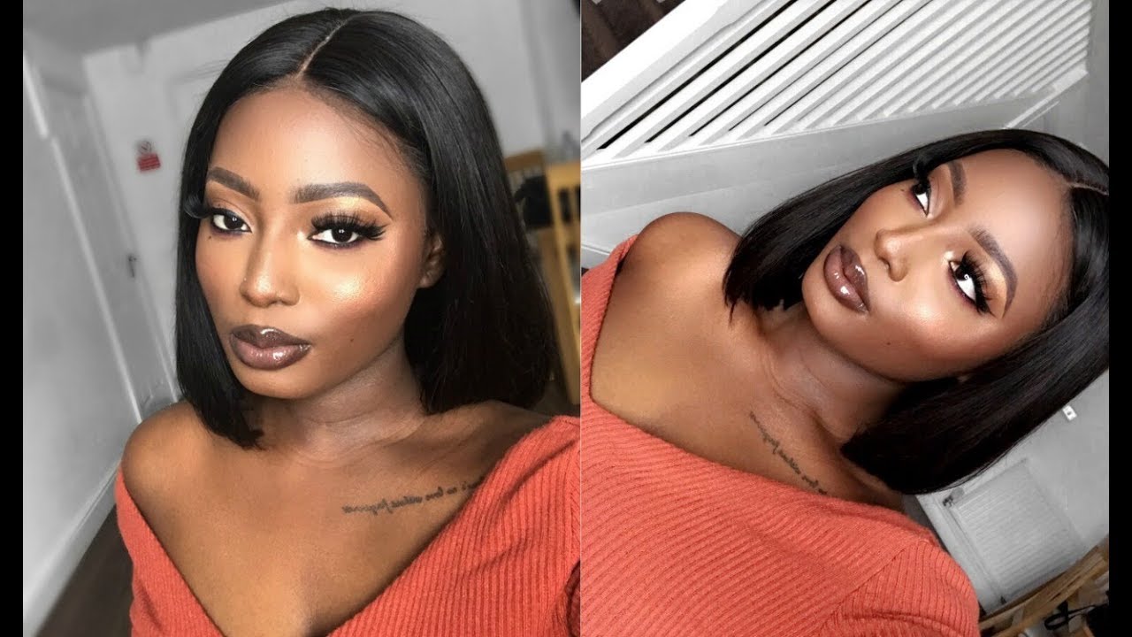 EASY AF MAKEUP LOOK FOR BROWN SKIN | HOW TO INSTALL A LACE FRONT WIG FOR BEGINNERS FT EVA WIGS